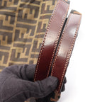 Fendi Tote Zucca Folding Brown Dark Canvas Leather Hand — view 6