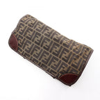 Fendi Tote Zucca Folding Brown Dark Canvas Leather Hand — view 9
