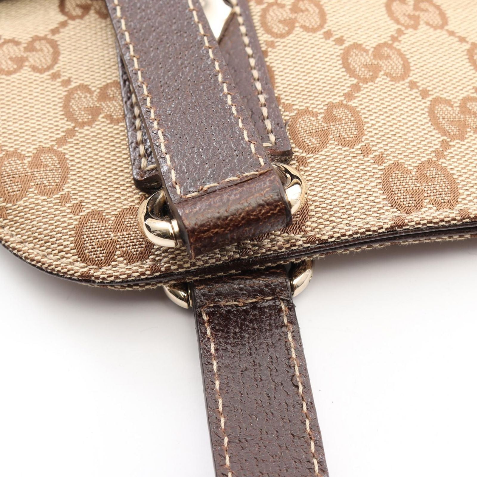 Gucci Shoulder Bag GG Canvas Beige Dark Brown — view 7