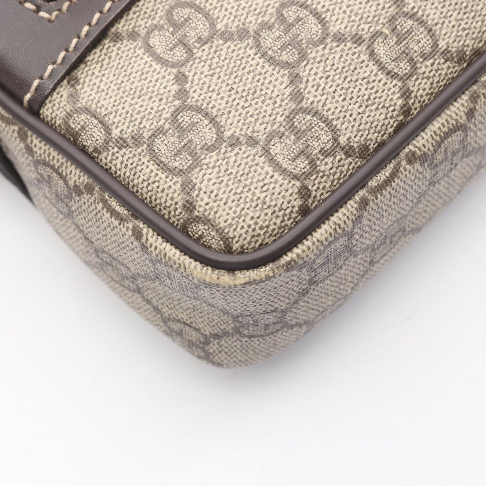 Gucci Shoulder Bag GG Supreme Beige Canvas Leather — view 7