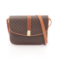 Celine Shoulder Bag Macadam Brown Canvas Leather