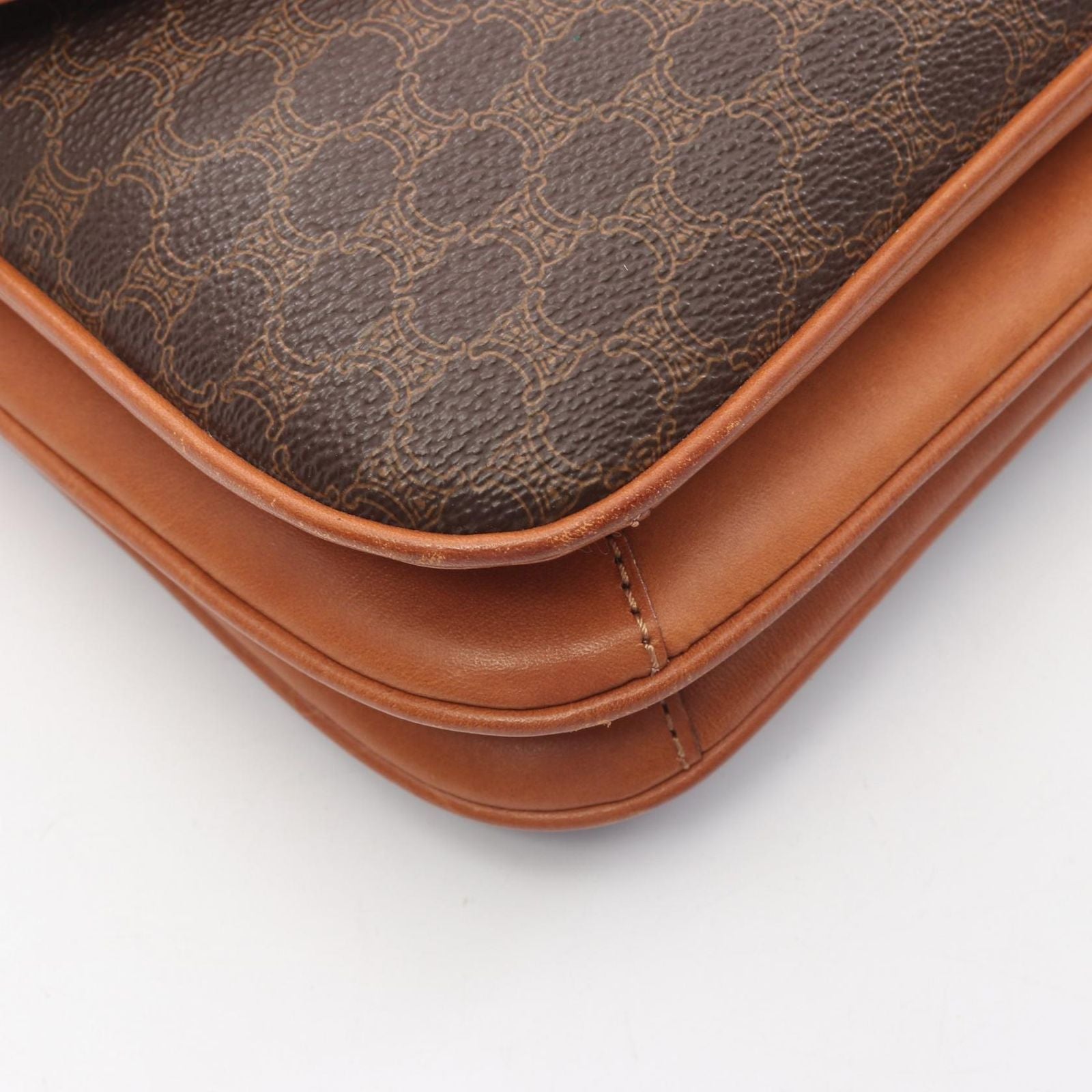 Celine Shoulder Bag Macadam Brown Canvas Leather — view 5