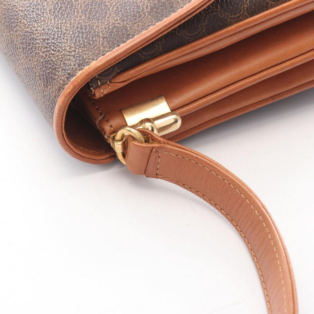 Celine Shoulder Bag Macadam Brown Canvas Leather — view 7