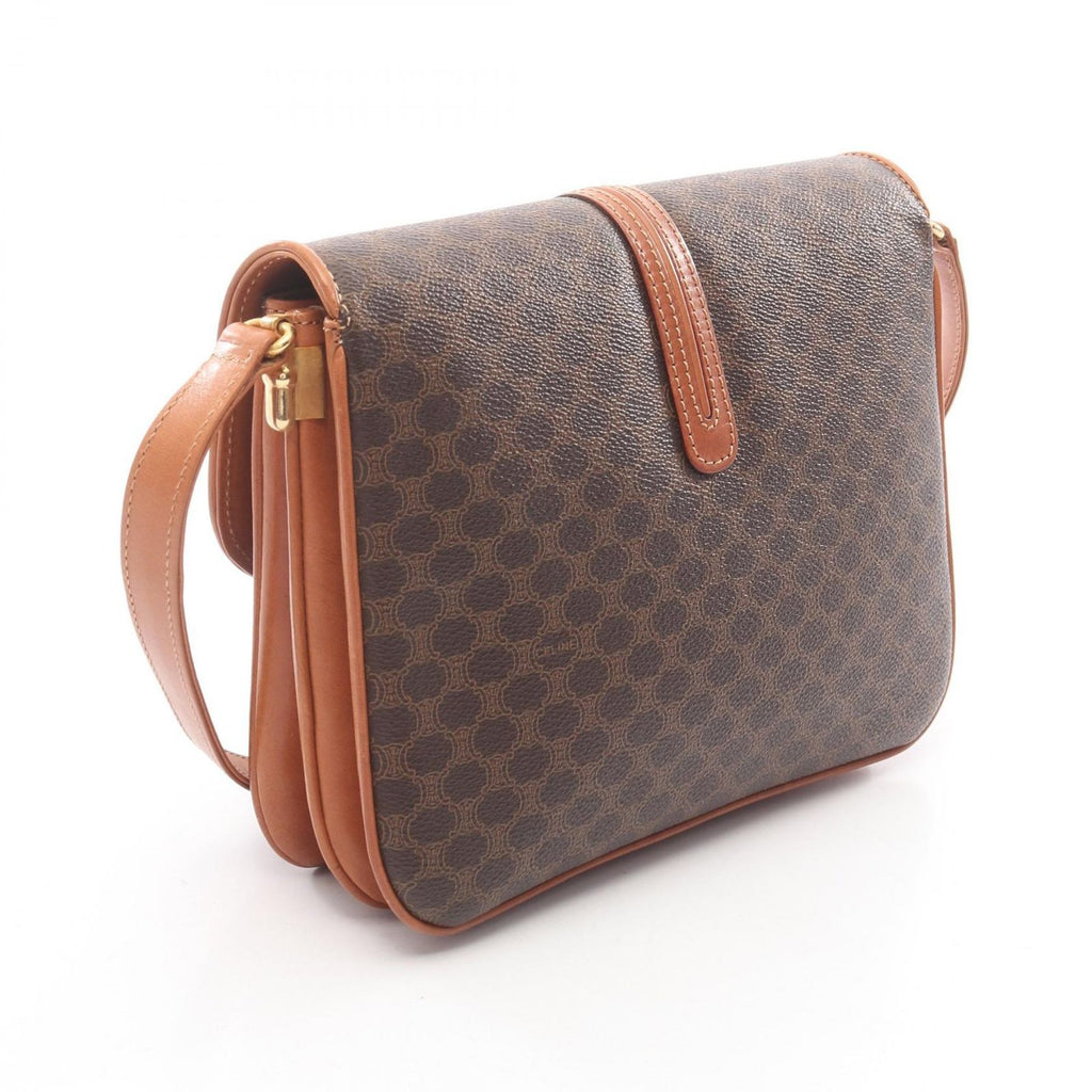 Celine Shoulder Bag Macadam Brown Canvas Leather — view 2