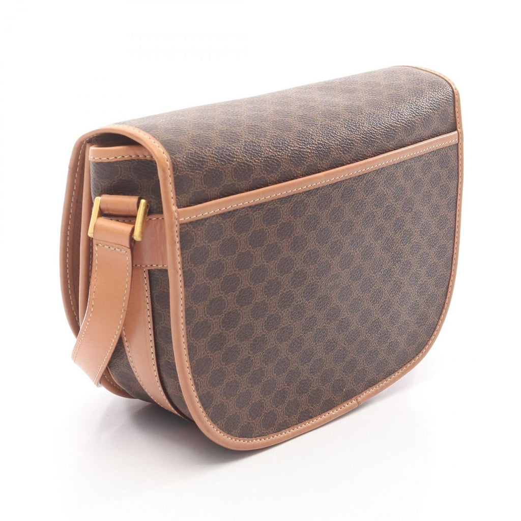 Celine Shoulder Bag Macadam Brown Canvas Leather — view 2