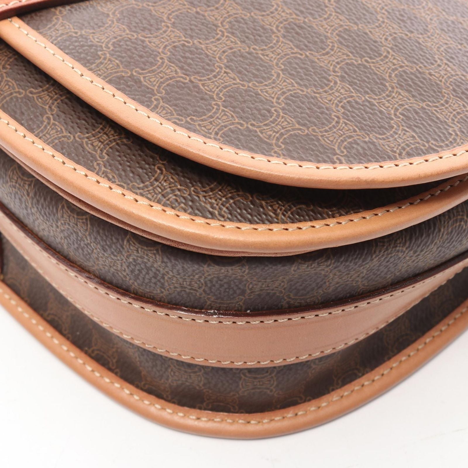 Celine Shoulder Bag Macadam Brown Canvas Leather — view 5