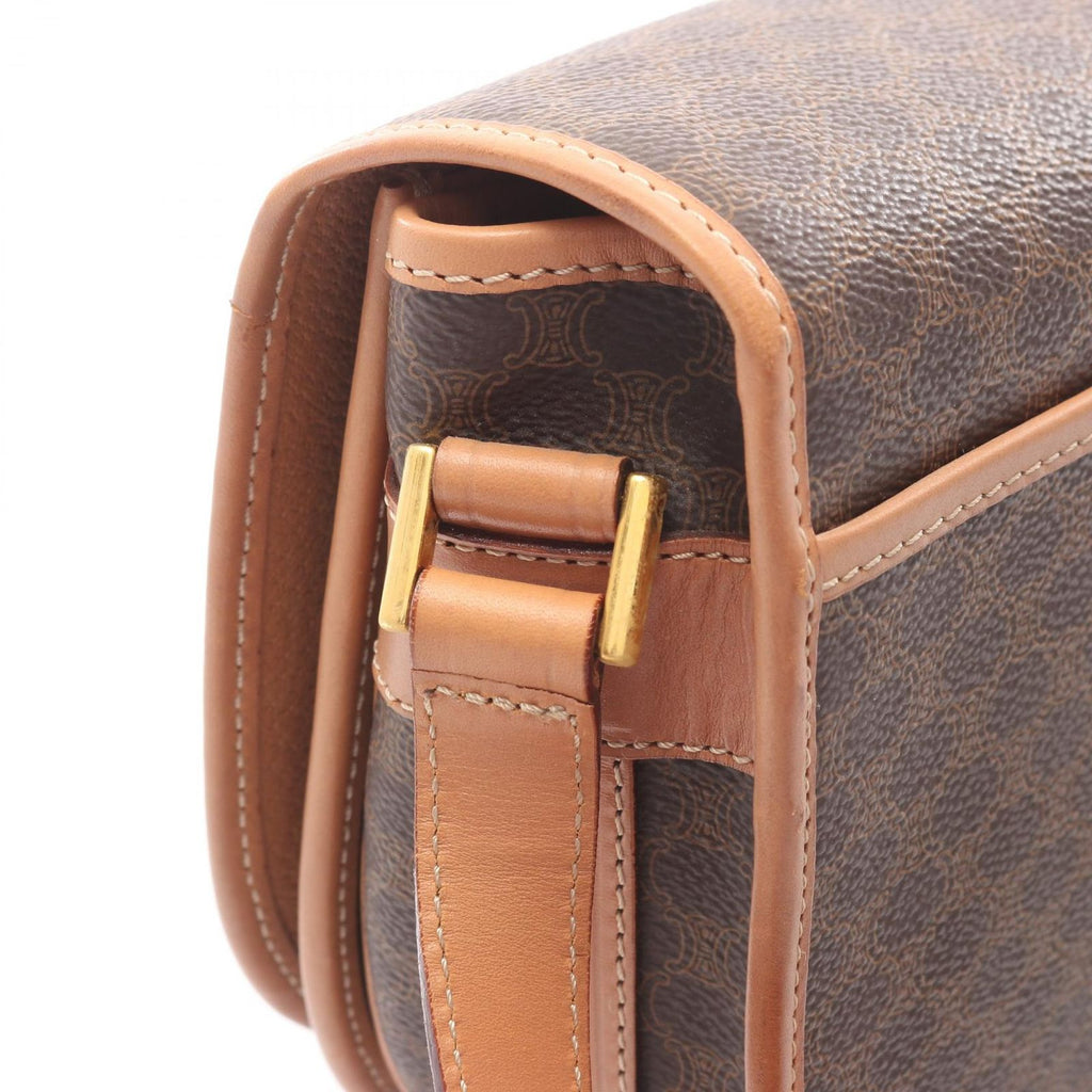 Celine Shoulder Bag Macadam Brown Canvas Leather — view 7