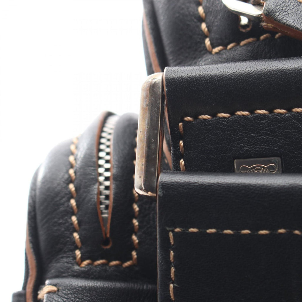 Celine Shoulder Bag Macadam Black Canvas Leather — view 7