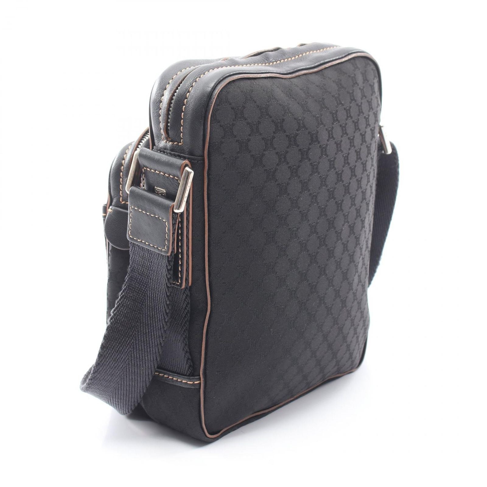 Celine Shoulder Bag Macadam Black Canvas Leather — view 2