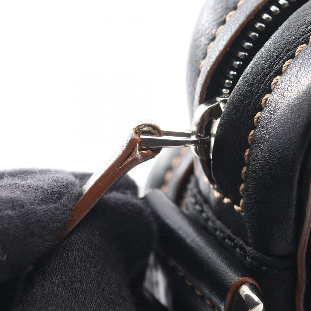 Celine Shoulder Bag Macadam Black Canvas Leather — view 8