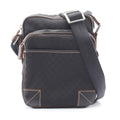 Celine Shoulder Bag Macadam Black Canvas Leather