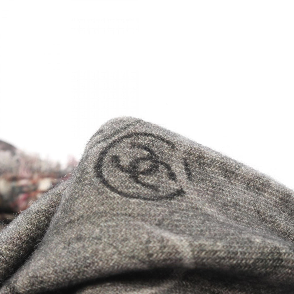 Chanel Shawl CC Logo Poncho Gray Style Cashmere Scarf — view 6