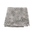 Chanel Shawl CC Logo Poncho Gray Style Cashmere Scarf