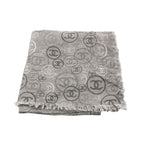 Chanel Shawl CC Logo Poncho Gray Style Cashmere Scarf
