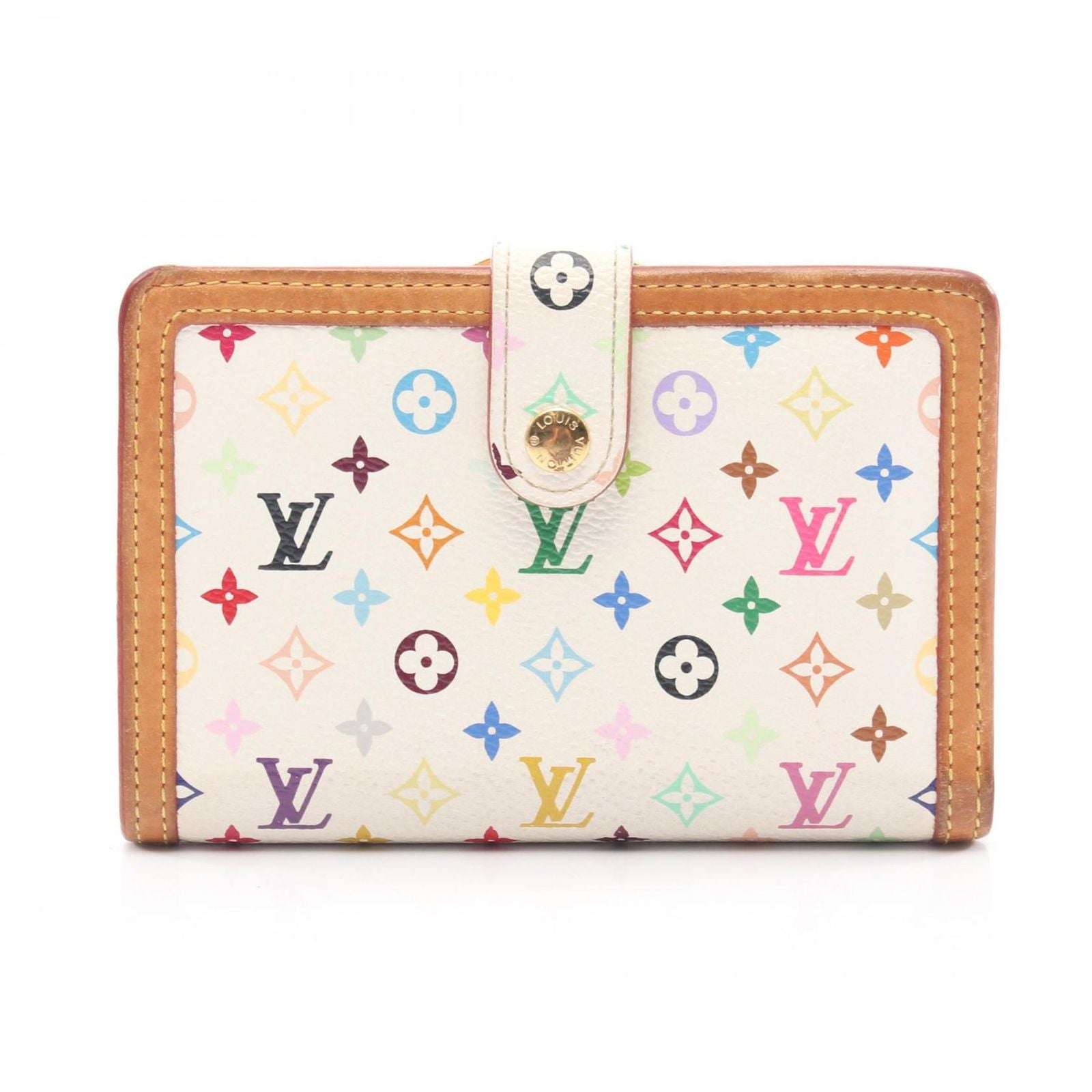 Louis Vuitton Bifold Wallet Portefeuille Monogram Multicolor Blanc Leather