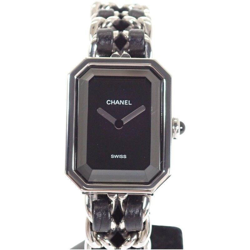 Chanel Premier M Watch Stainless Steel Quartz Black Dial Silver