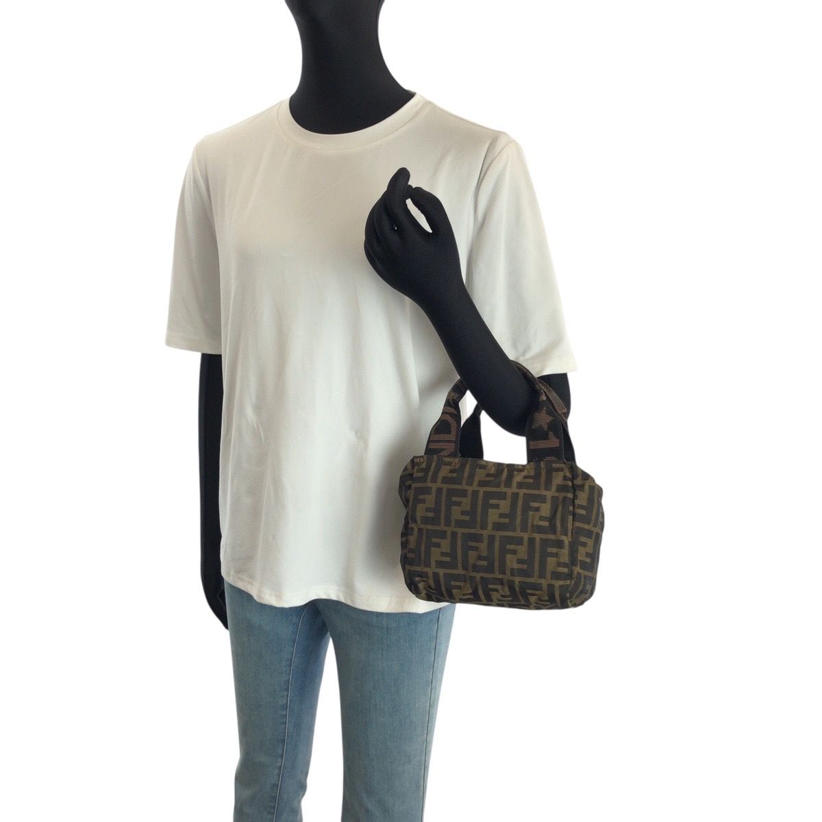 Fendi Zucca Brown Silver Canvas Leather 099 Handbag — view 7
