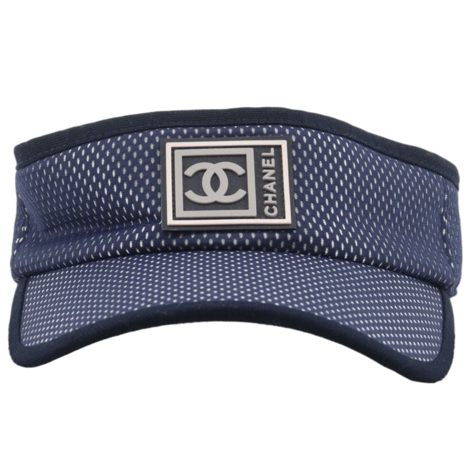 Chanel Sports Line CC Logo Nylon Navy Blue Sun Visor Shoulder