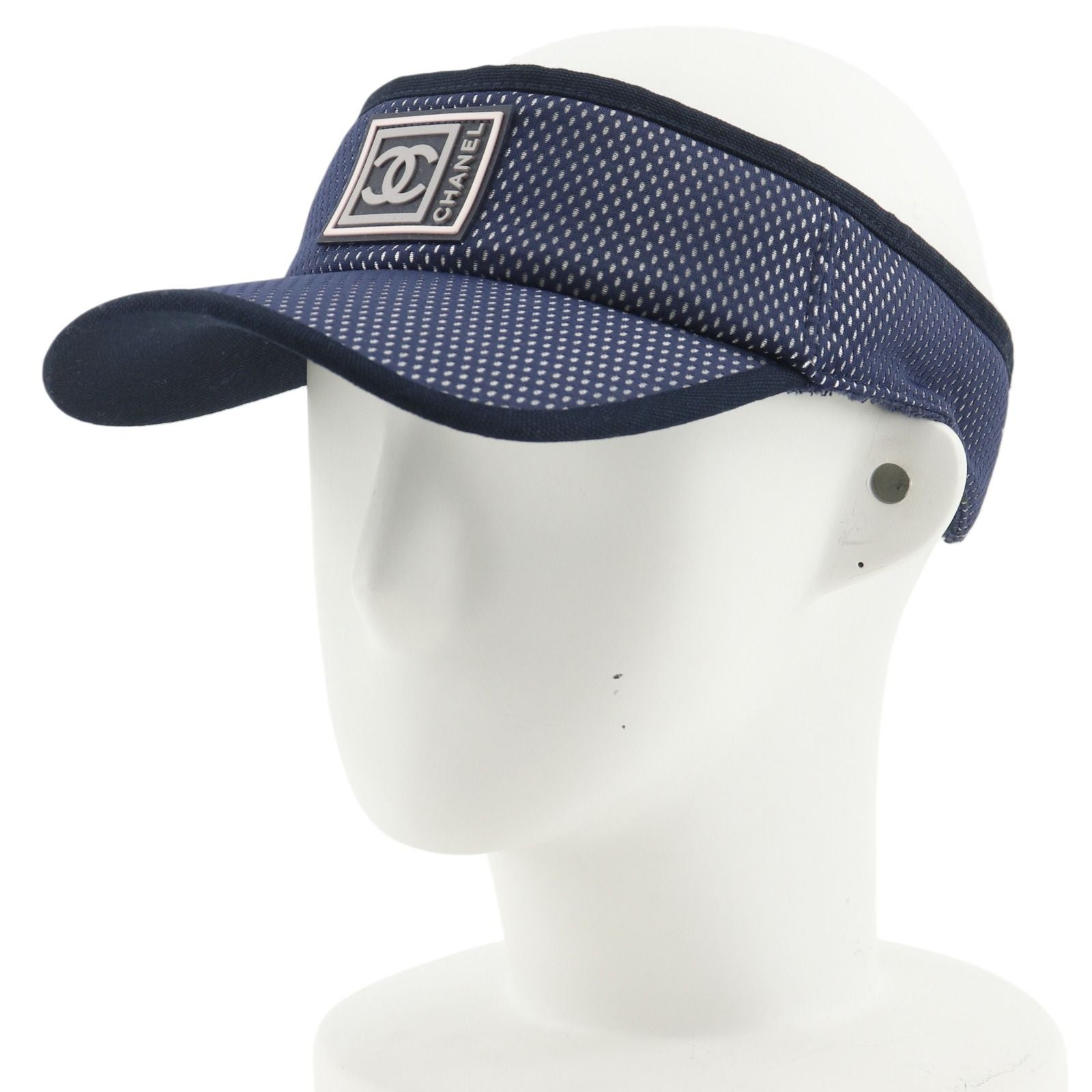 Chanel Sports Line CC Logo Nylon Navy Blue Sun Visor Shoulder — view 2