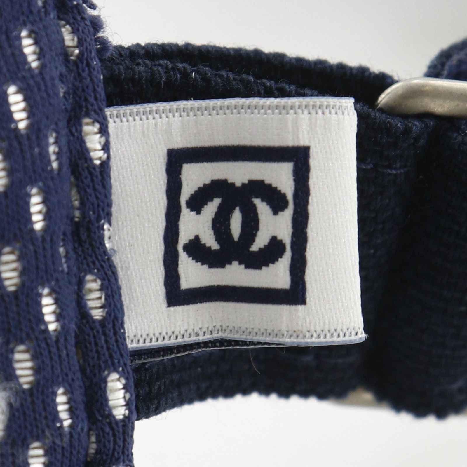 Chanel Sports Line CC Logo Nylon Navy Blue Sun Visor Shoulder — view 9