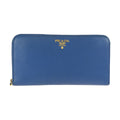 Prada Saffiano Blue Gold Leather Wallet