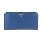 Prada Saffiano Blue Gold Leather Wallet