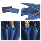 Prada Saffiano Blue Gold Leather Wallet — view 7
