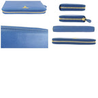 Prada Saffiano Blue Gold Leather Wallet — view 9