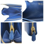Prada Saffiano Blue Gold Leather Wallet — view 8