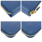 Prada Saffiano Blue Gold Leather Wallet — view 4