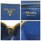 Prada Saffiano Blue Gold Leather Wallet — view 5