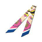 Hermes Spring Pink Beige Blue Silk Scarf Ribbon