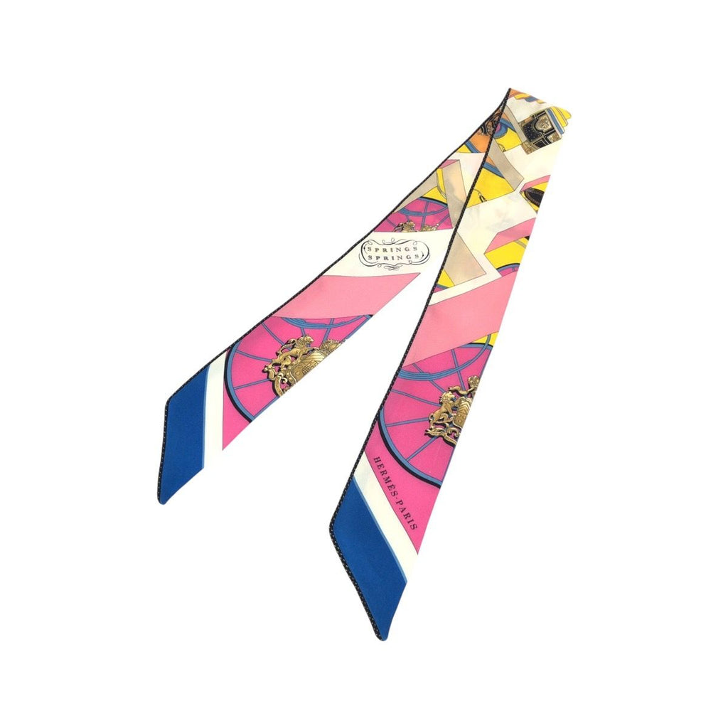 Hermes Spring Pink Beige Blue Silk Scarf Ribbon — view 2