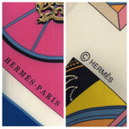 Hermes Spring Pink Beige Blue Silk Scarf Ribbon — view 6