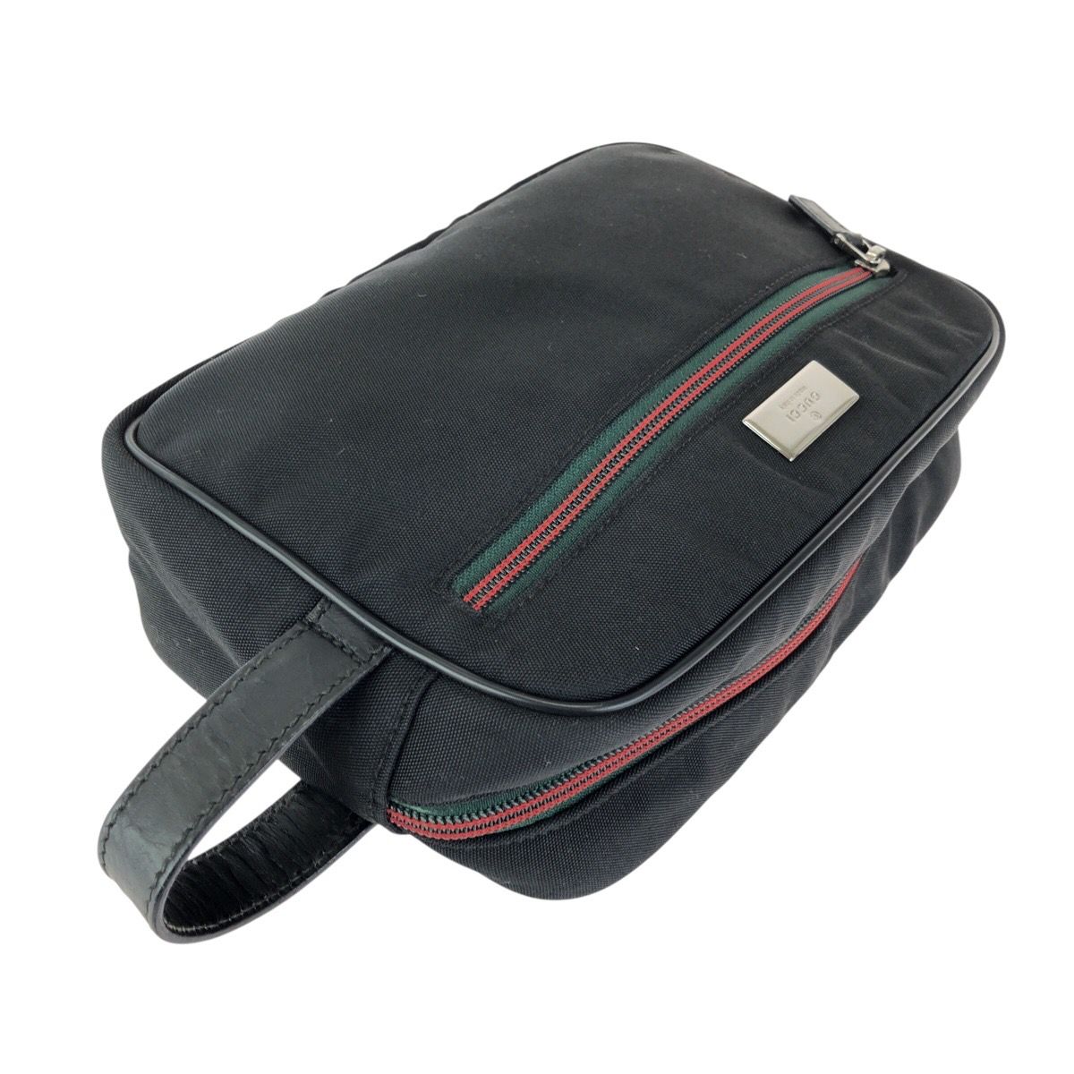 Gucci Sherry Line Logo Plate Black Nylon Clutch — view 7
