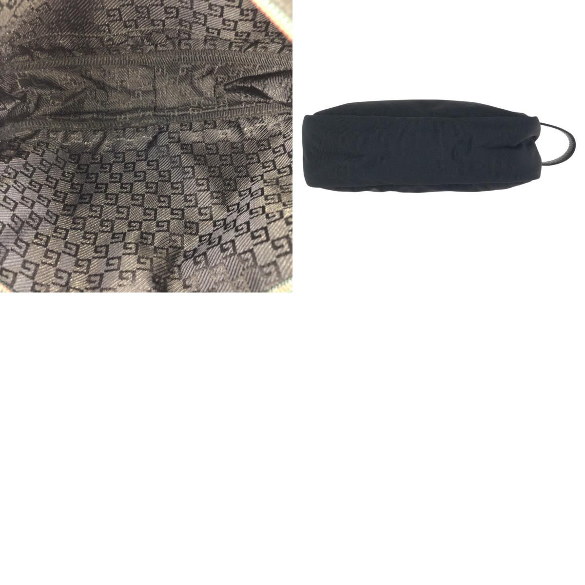 Gucci Sherry Line Logo Plate Black Nylon Clutch — view 9