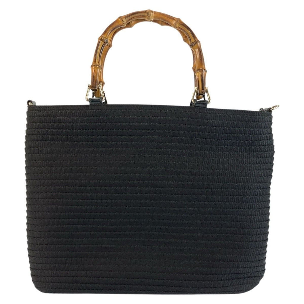 Gucci Bamboo Black Silver Nylon 000 Tote