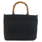 Gucci Bamboo Black Silver Nylon 000 Tote