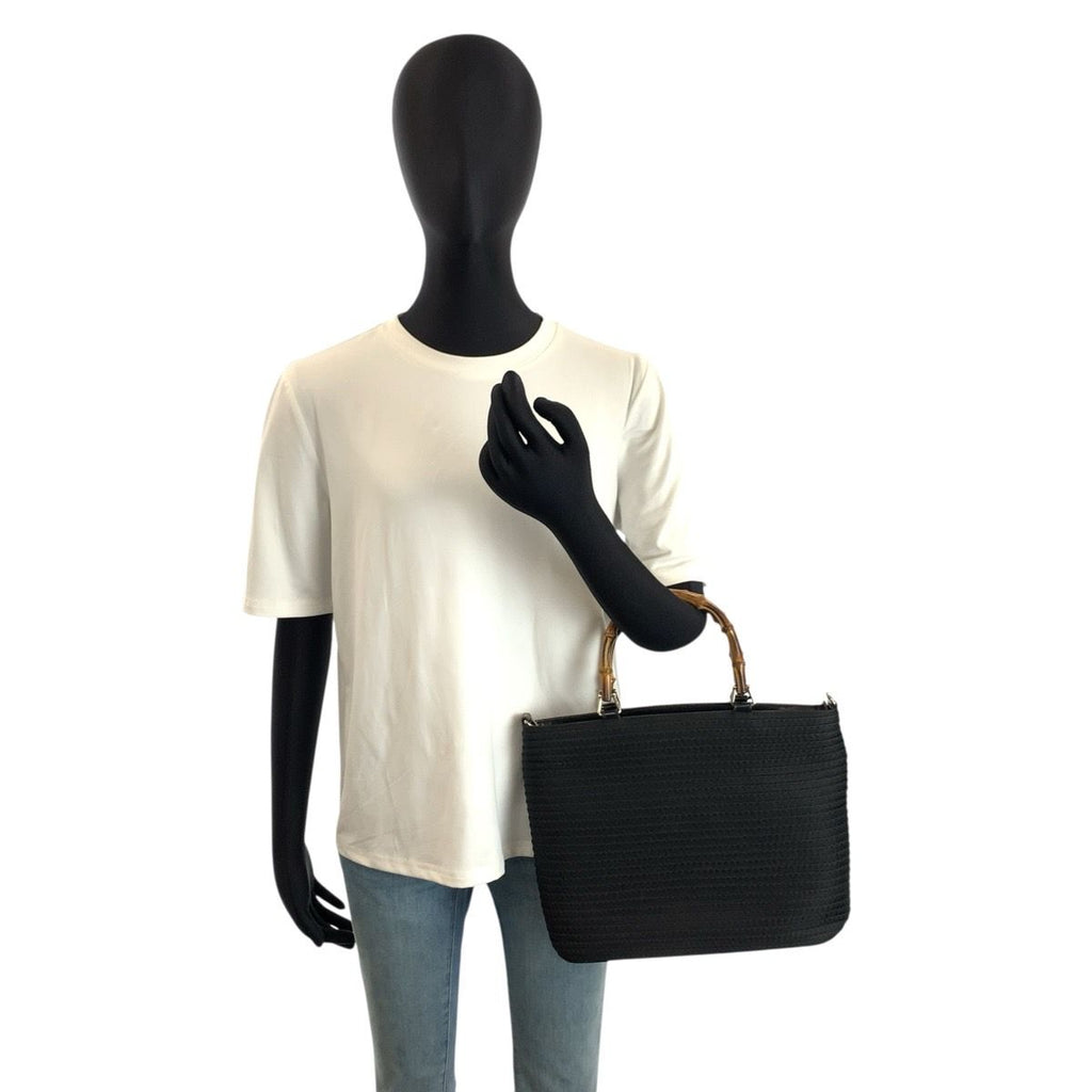 Gucci Bamboo Black Silver Nylon 000 Tote — view 6