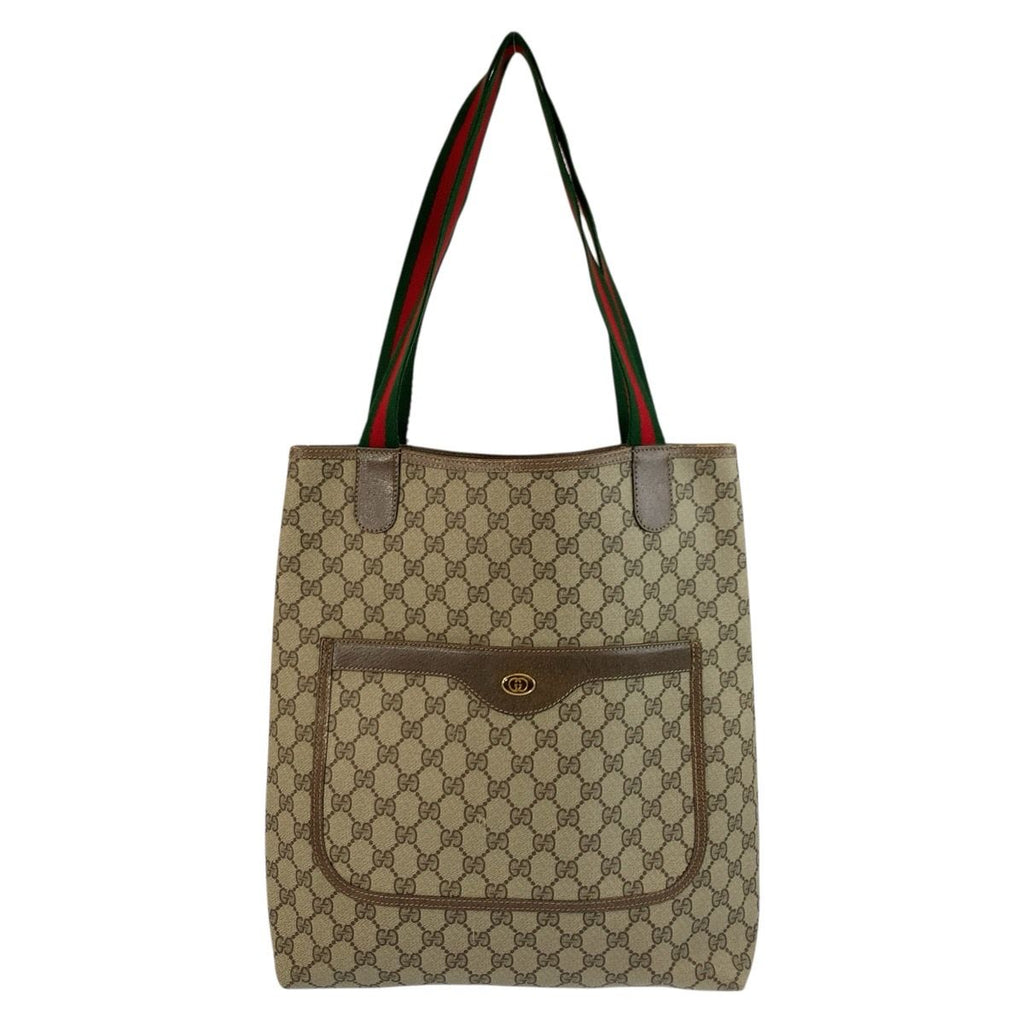 Gucci Vintage Sherry Line GG Supreme Canvas Tote Shoulder