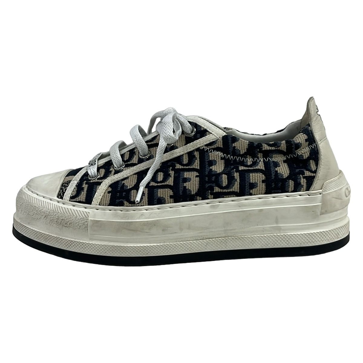 Dior Sneakers 36 Navy Beige White Walk'n' Oblique