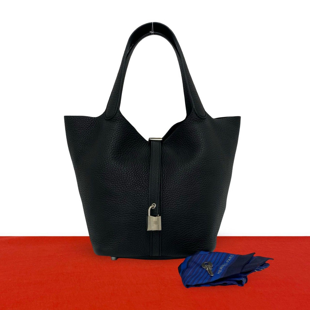 Hermes Picotin Lock PM Taurillon Clemence Leather Handbag Mini Tote Black