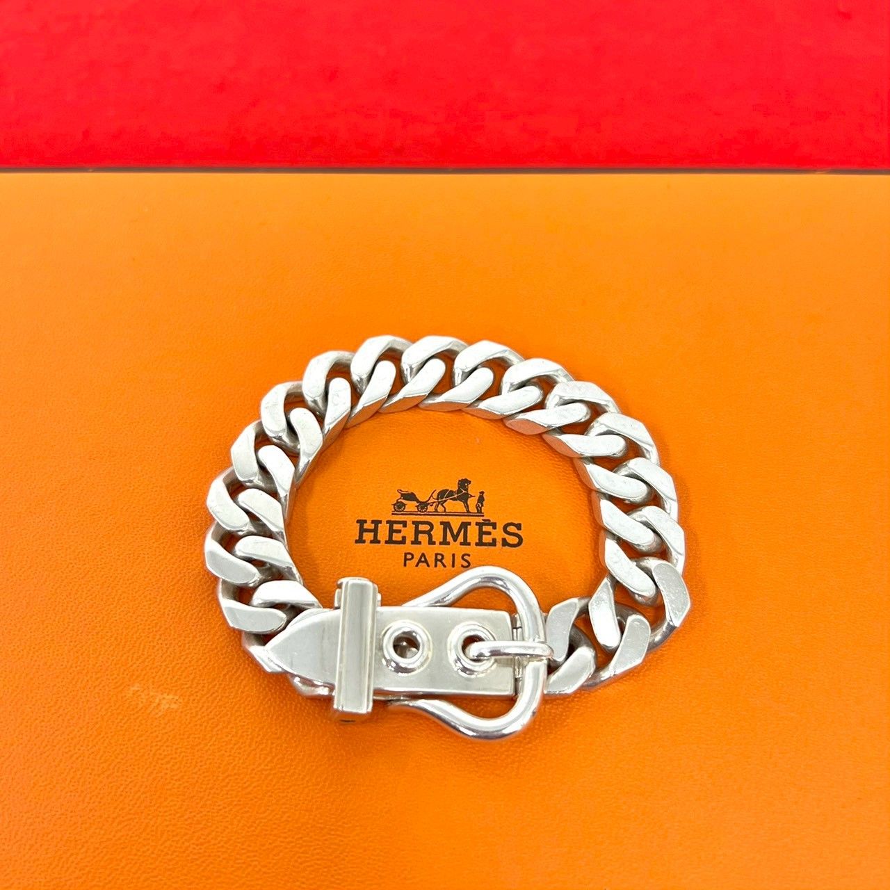 Hermes Book le Cellier Bracelet 925 Sterling Silver Chain