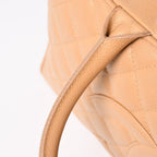 Chanel Quilted Handbag Mini Boston Shape Bag CC Logo Caviar Leather Beige — view 6