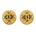 Chanel Earrings Vintage CC Logo Quilted Round