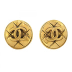 Chanel Earrings Vintage CC Logo Quilted Round