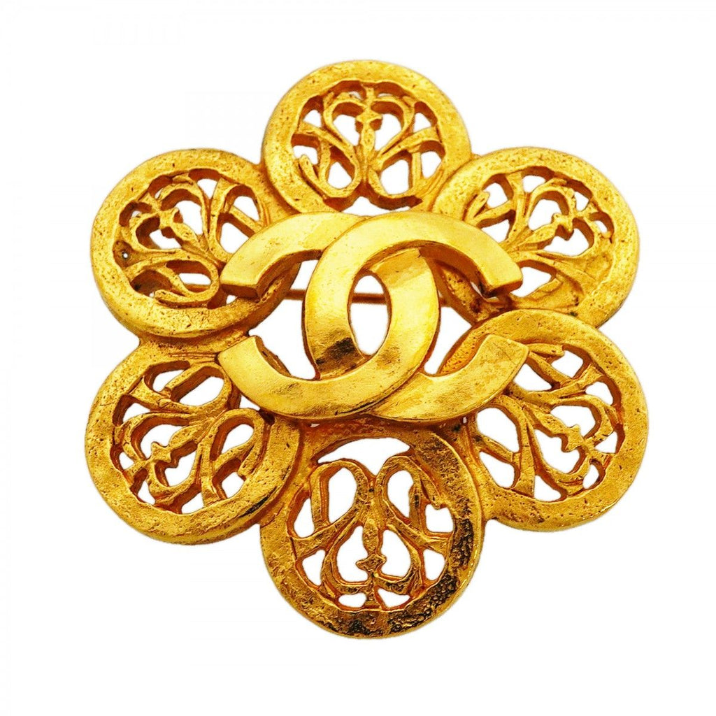 Chanel Brooch Vintage CC Logo Gold Plated