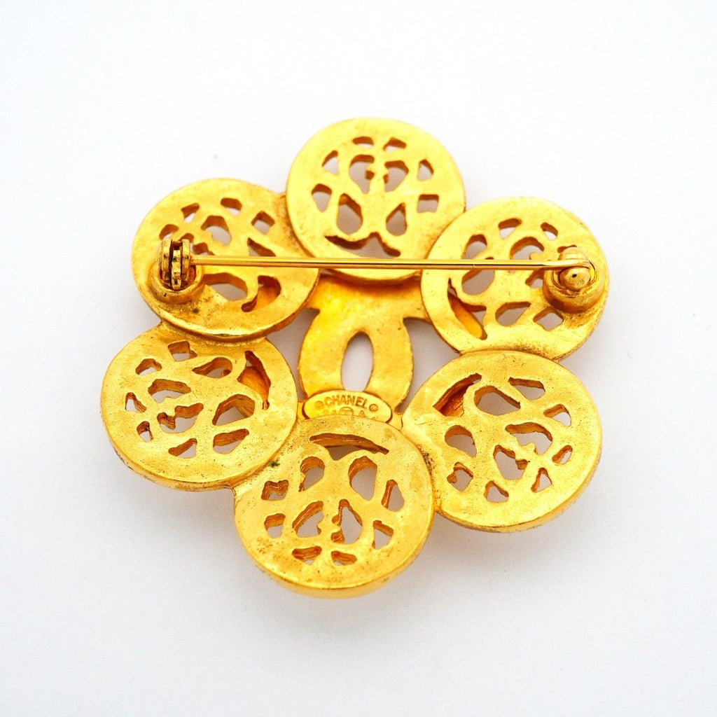 Chanel Brooch Vintage CC Logo Gold Plated — view 5