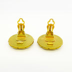 Chanel Earrings Vintage CC Logo Gold Plated Black Cles — view 6