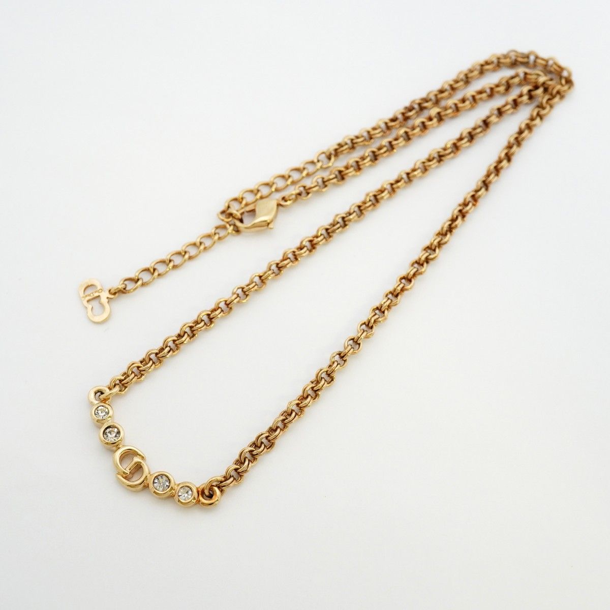 Dior Necklace CD Logo Gold Plated Rhinestone — view 3